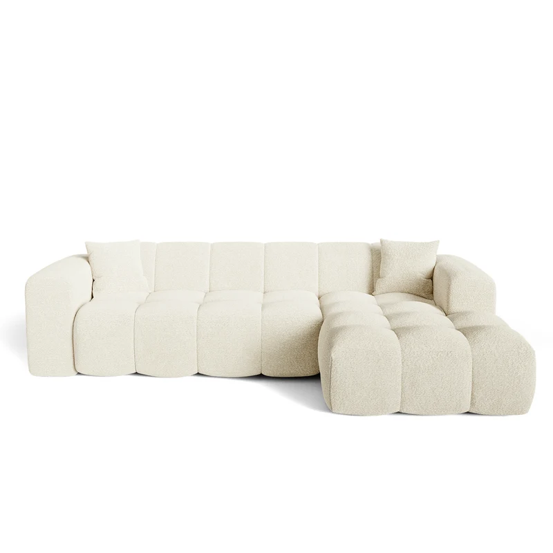 Canapé angle droit COVA tissu bouclette