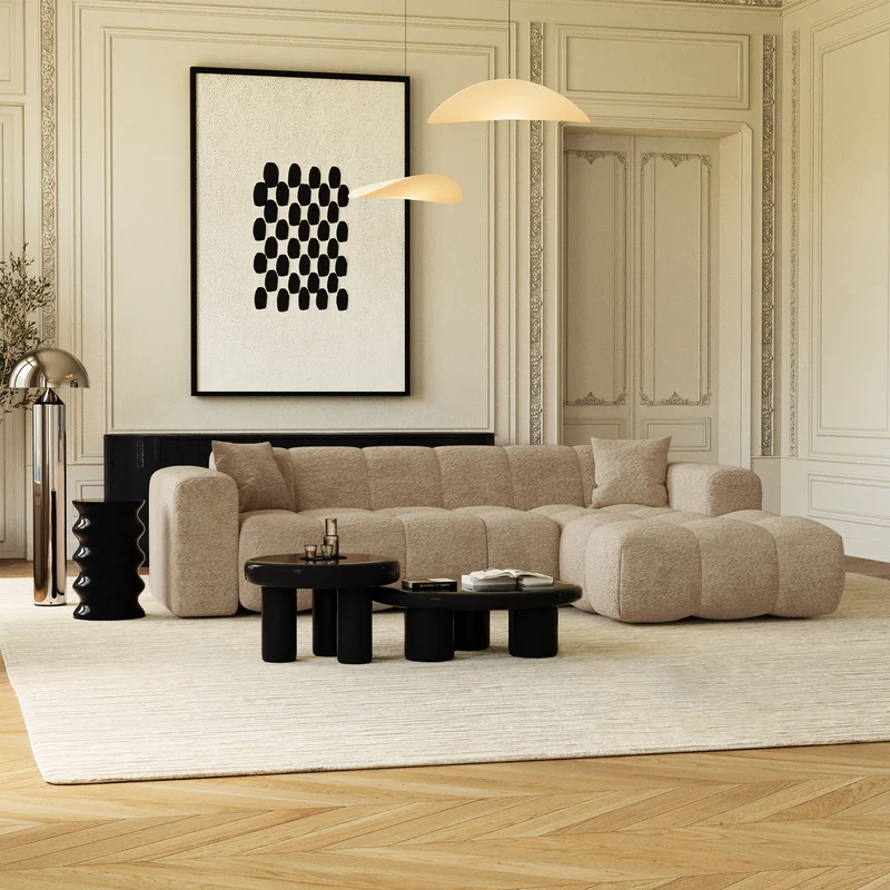 Canapé angle droit COVA tissu bouclette