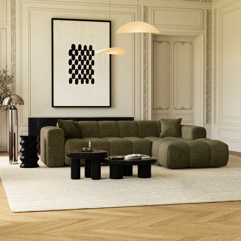 Canapé angle droit COVA tissu bouclette