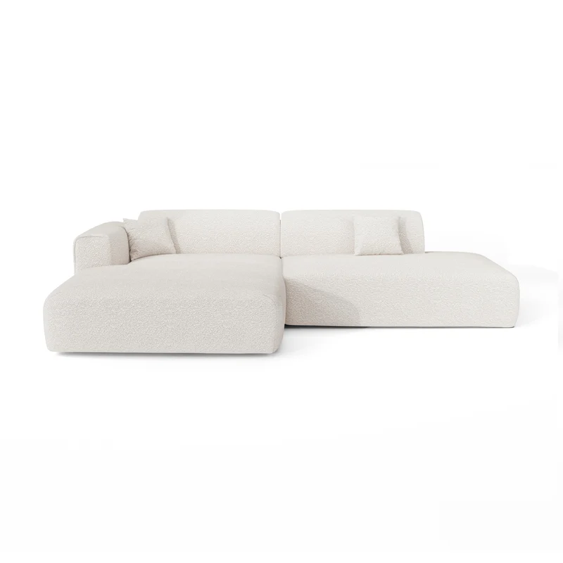 Canapé angle gauche ouvert NOVA tissu bouclette