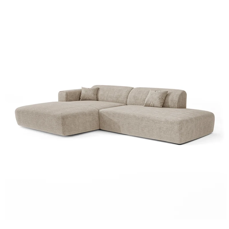 Canapé angle gauche ouvert NOVA velours à motifs