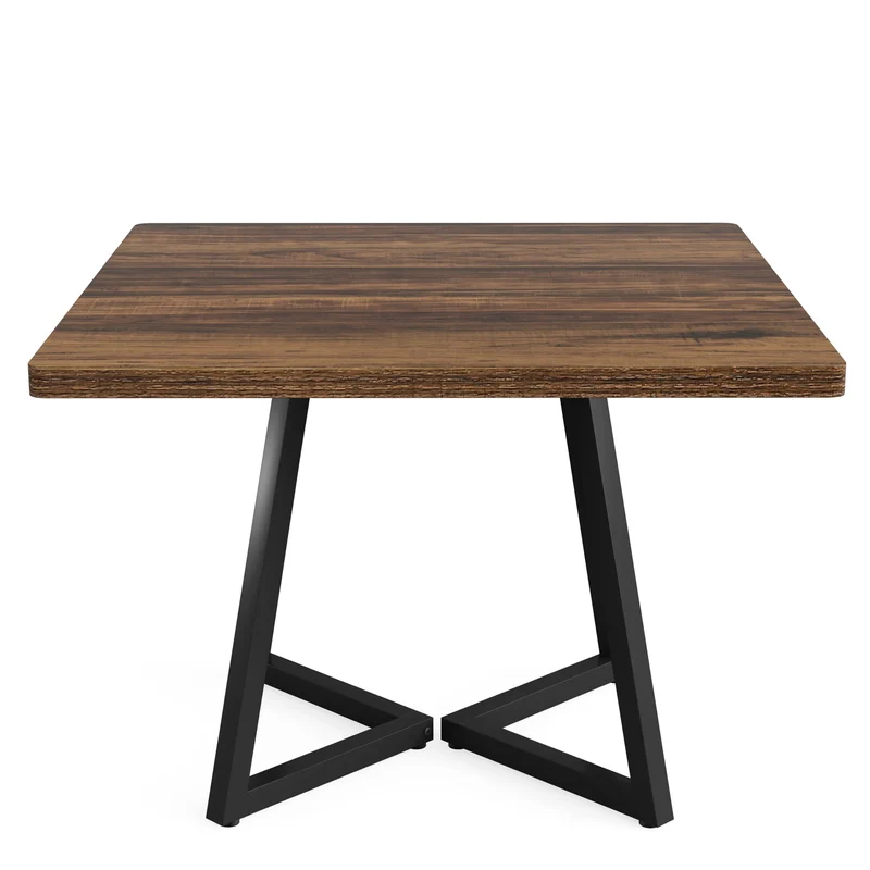 Table de salle à manger Astrid — bois, métal, style industriel, carrée
