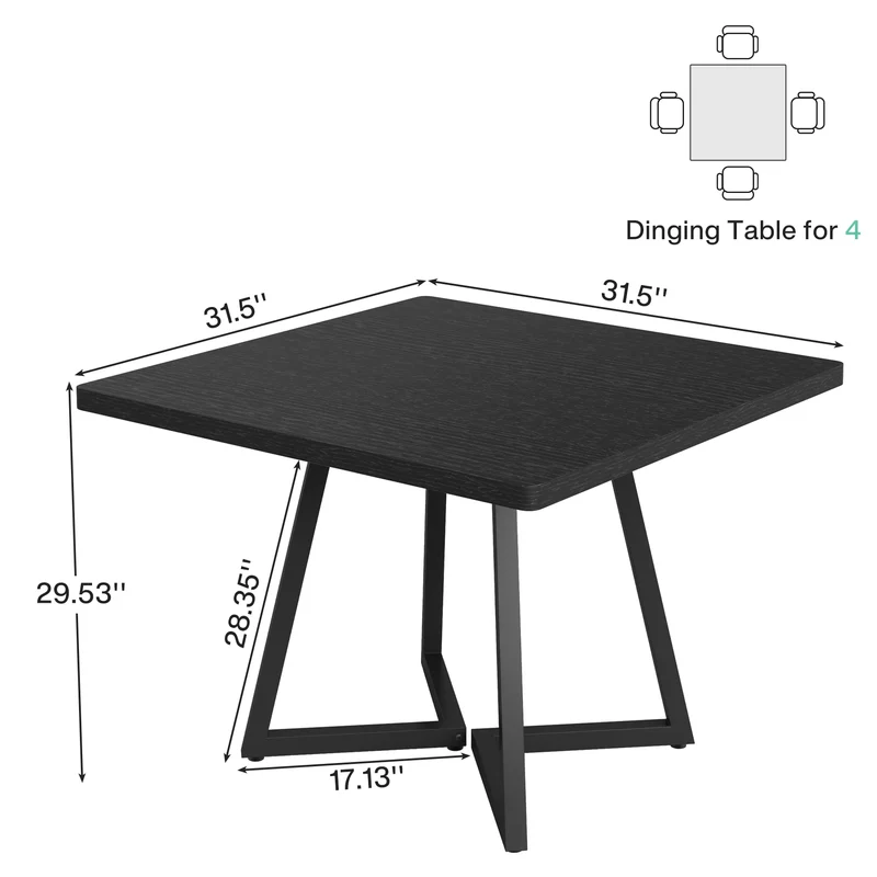 Table de salle à manger Astrid — bois, métal, style industriel, carrée