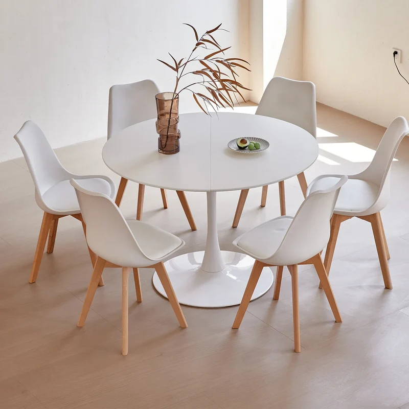 Table de salle à manger Arthur — finition blanche, design contemporain, ronde