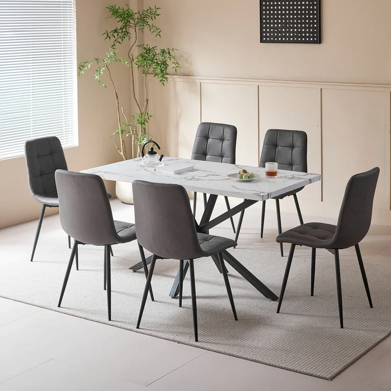 Table de salle à manger Thérèse — marbre, rectangulaire