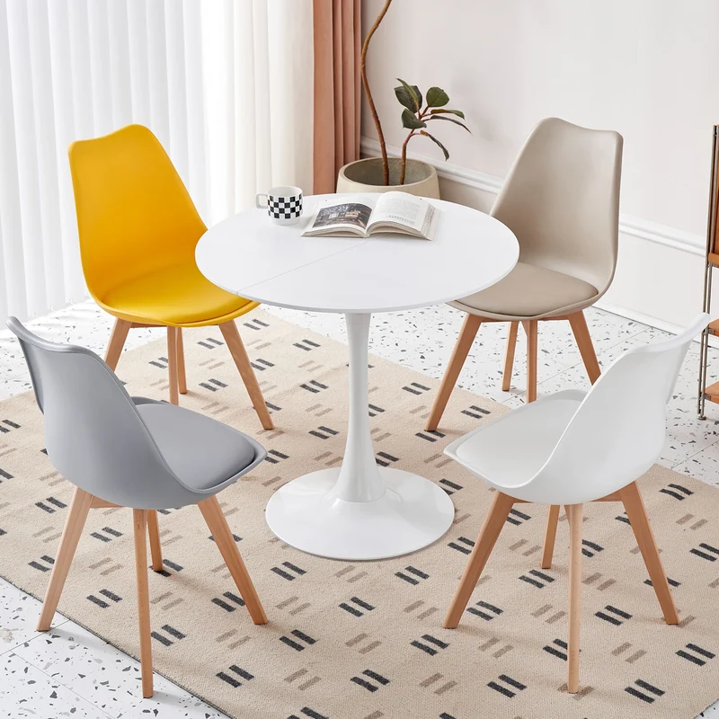 Table de salle à manger Simon — finition blanche, design contemporain, ronde