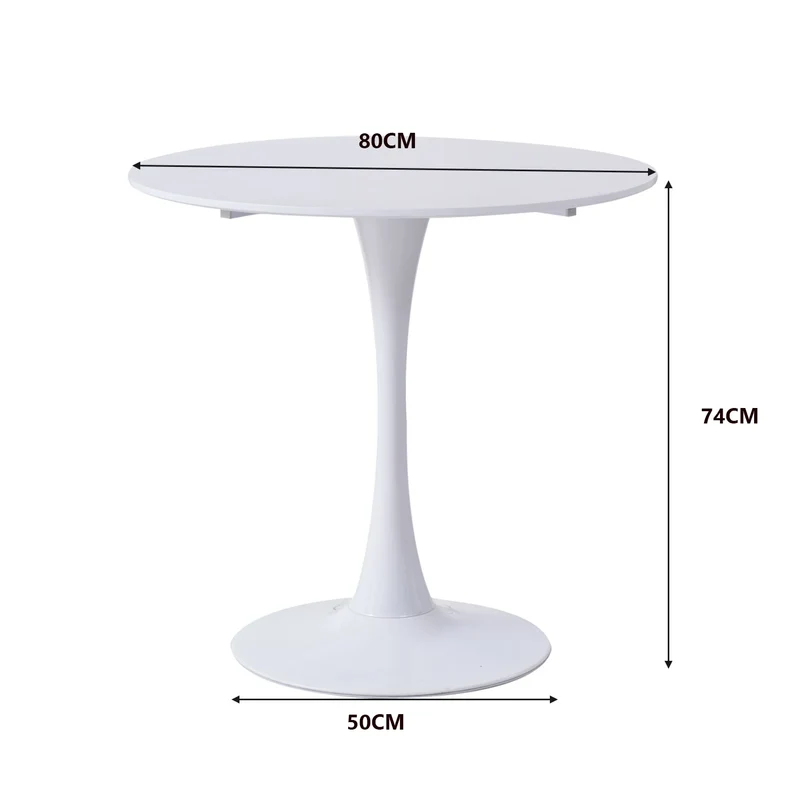 Table de salle à manger Simon — finition blanche, design contemporain, ronde
