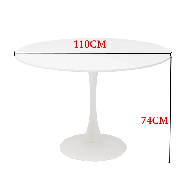 Table de salle à manger Simon — finition blanche, design contemporain, ronde