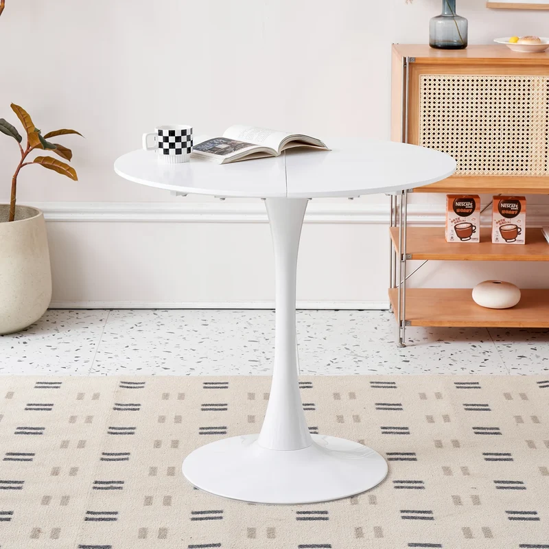 Table de salle à manger Simon — finition blanche, design contemporain, ronde