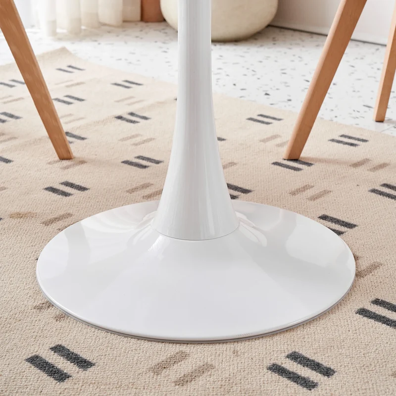 Table de salle à manger Simon — finition blanche, design contemporain, ronde