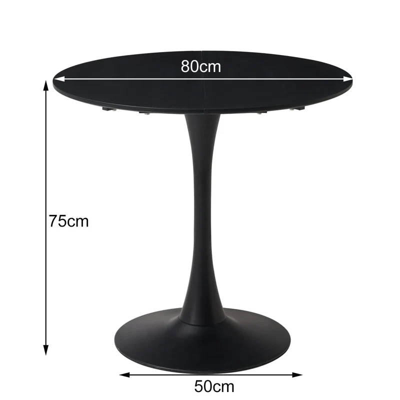 Table de salle à manger Odette — finition noir, design contemporain, ronde