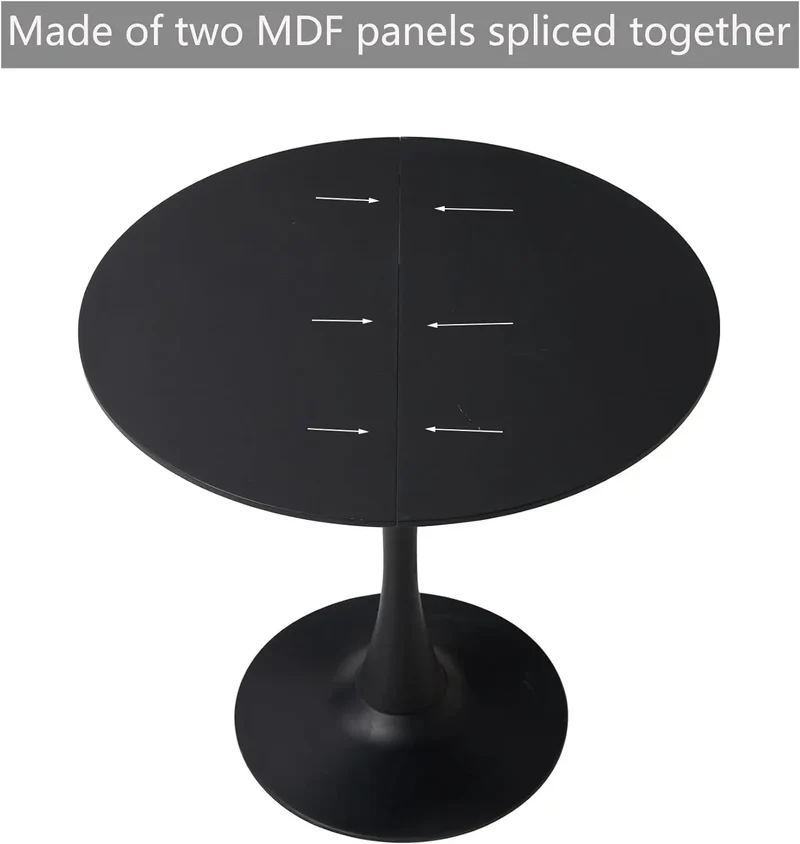 Table de salle à manger Odette — finition noir, design contemporain, ronde