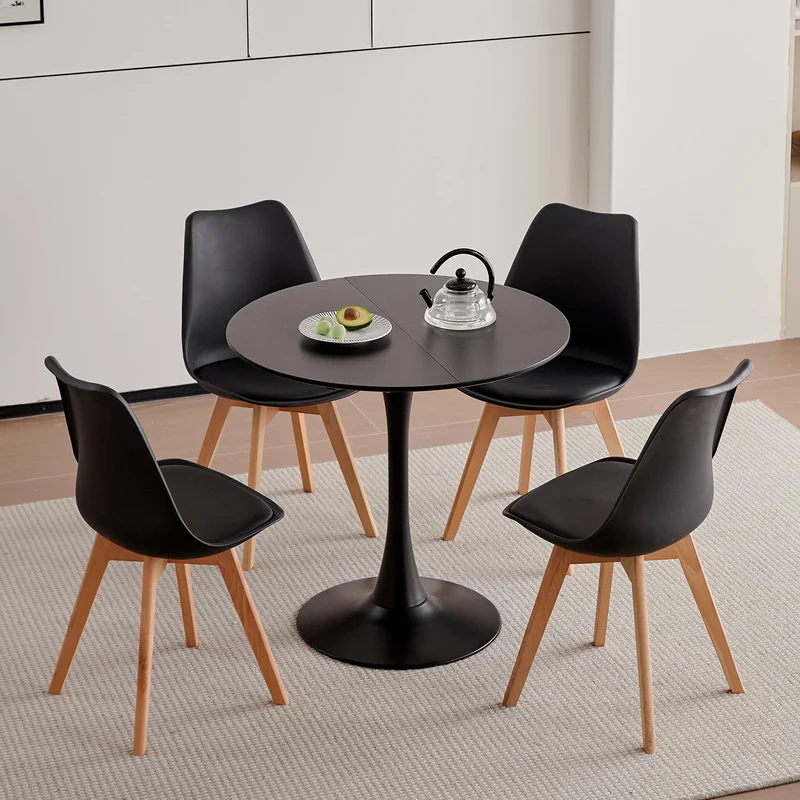 Table de salle à manger Odette — finition noir, design contemporain, ronde