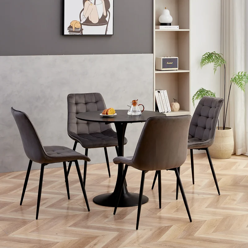 Table de salle à manger Odette — finition noir, design contemporain, ronde