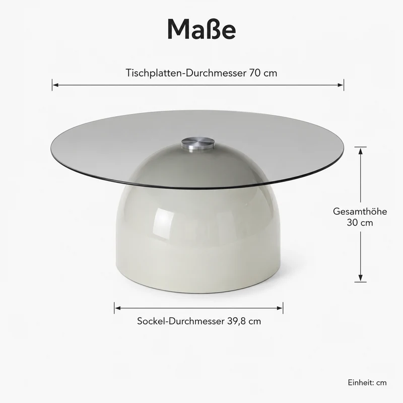 Table basse ronde en verre teinté et acier gris, design moderne Ø70cm SCANDINAVIANBENCH