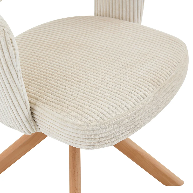 Lot de 2 chaises de salle à manger pivotantes 360° velours côtelé crème RUSTICWARDROBESET