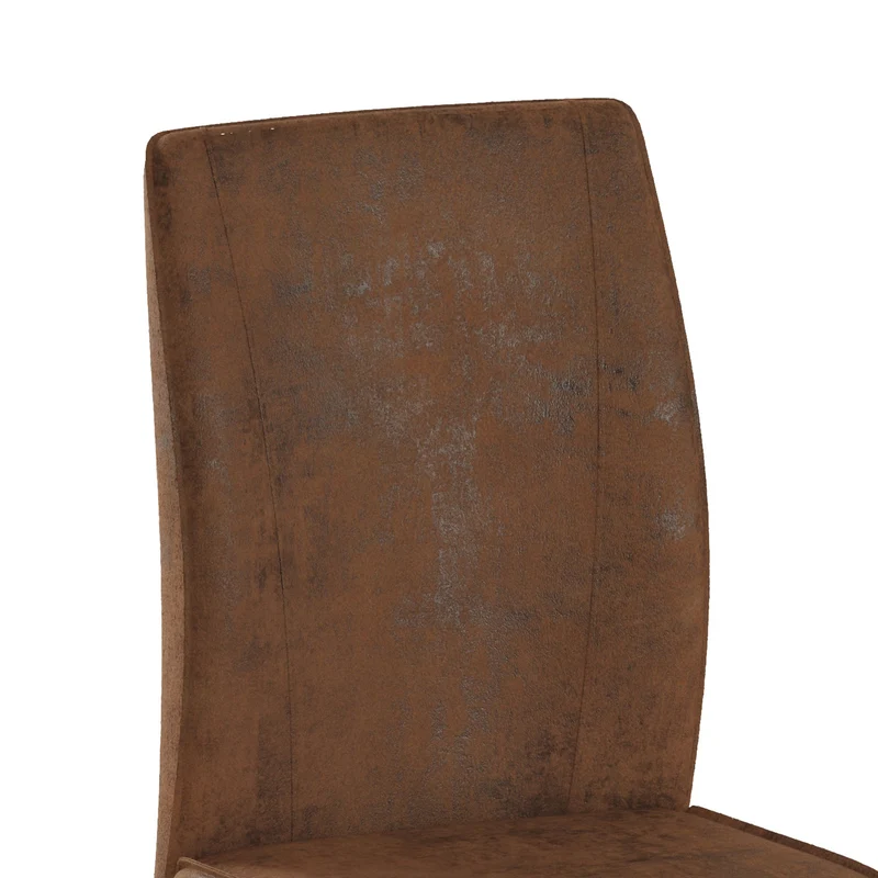 Lot de 2 chaises de salle à manger marron en tissu, pieds noirs métalliques