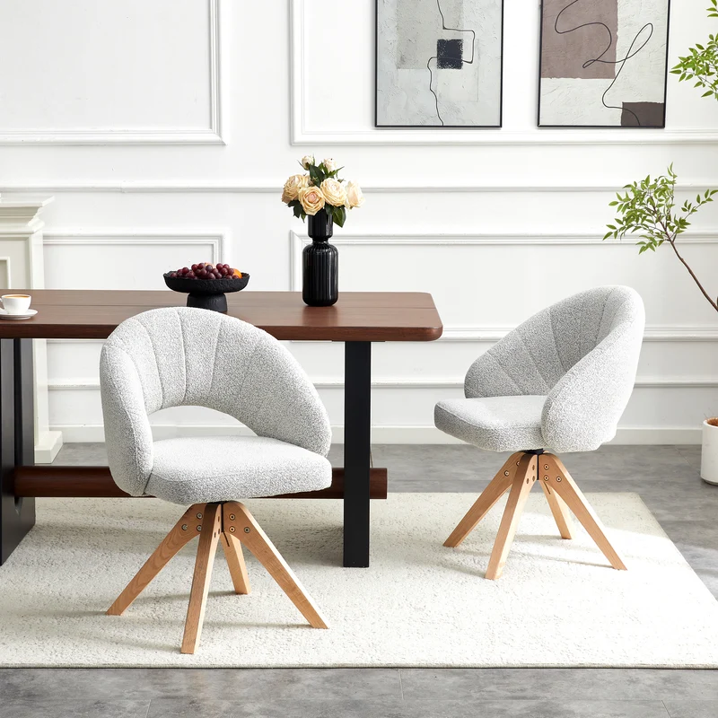 Lot de 2 chaises de salle à manger pivotantes en velours gris clair SCANDINAVIANRUG