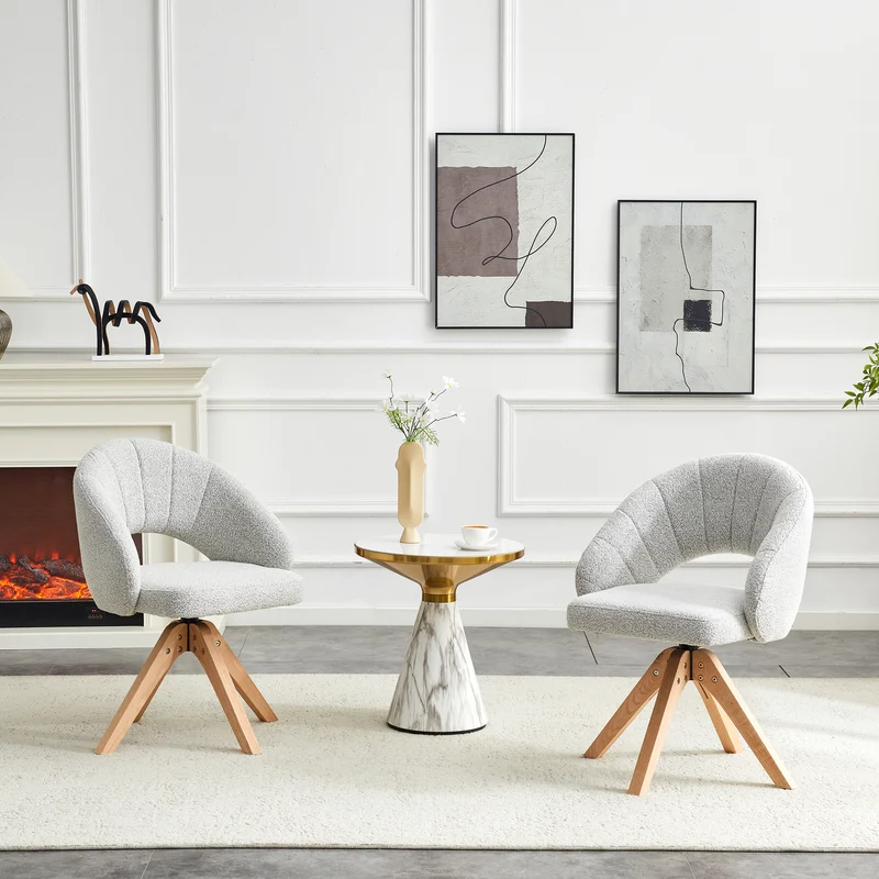 Lot de 2 chaises de salle à manger pivotantes en velours gris clair SCANDINAVIANRUG
