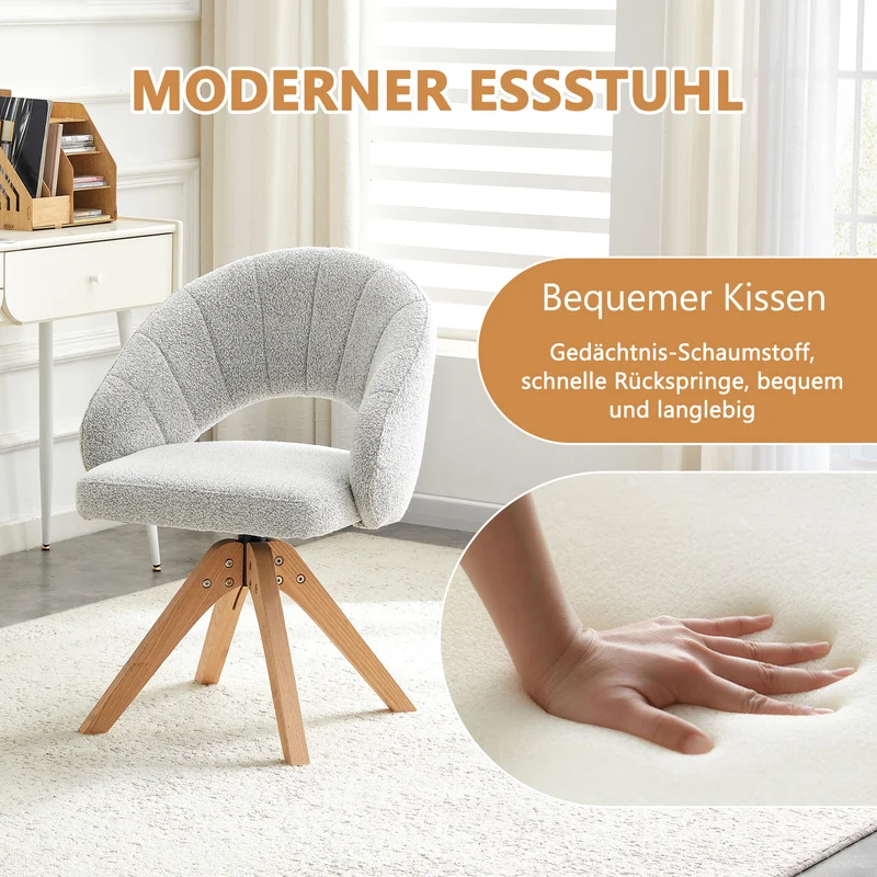 Lot de 2 chaises de salle à manger pivotantes en velours gris clair SCANDINAVIANRUG