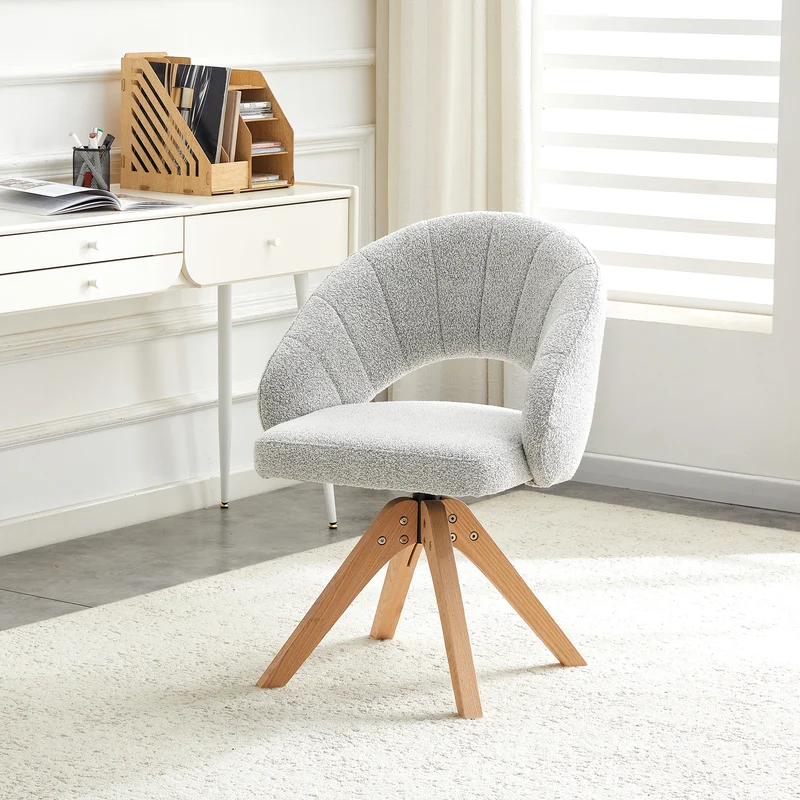 Lot de 2 chaises de salle à manger pivotantes en velours gris clair SCANDINAVIANRUG