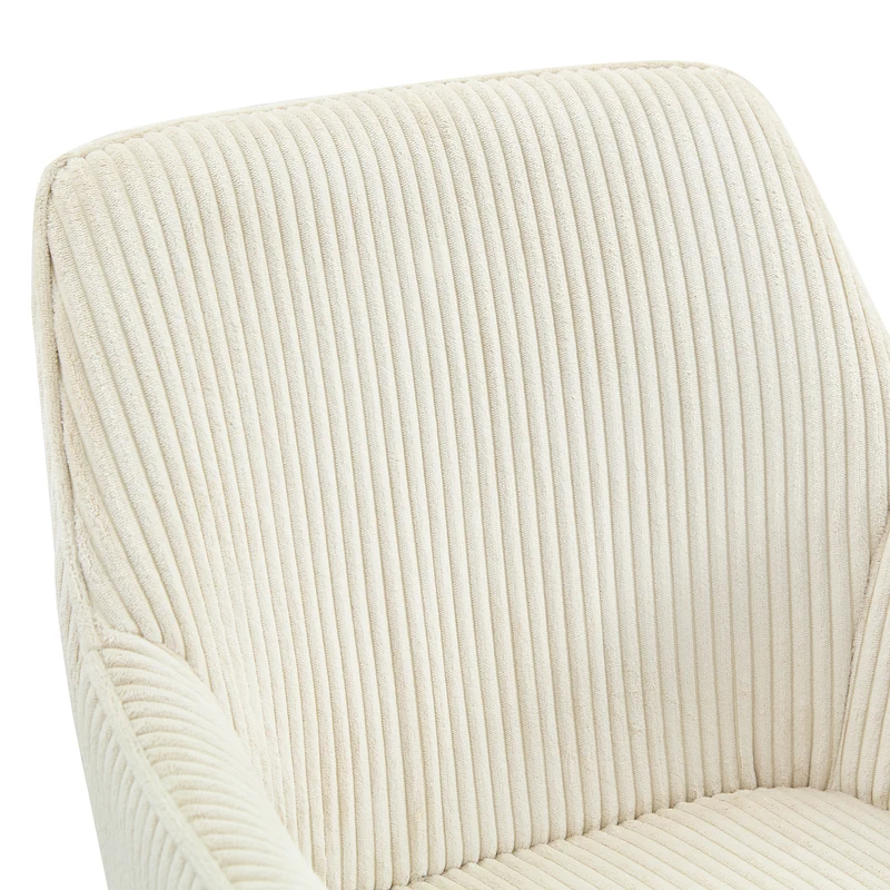 Lot de 2 chaises pivotantes velours côtelé écru, pieds bois SCANDINAVIANSTEELPLU