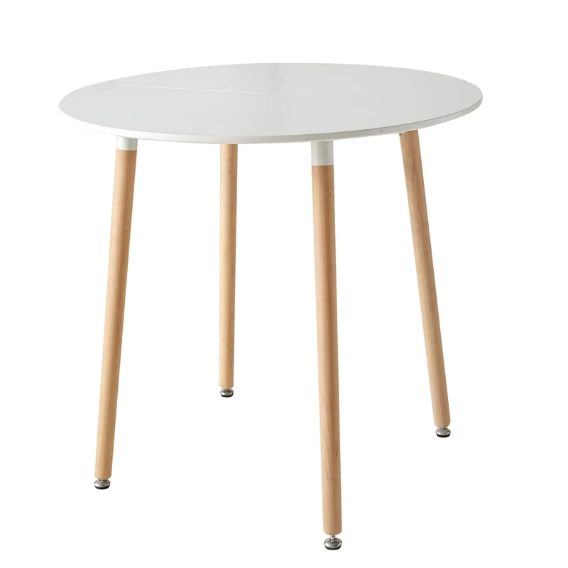 Table de salle à manger Coralie — finition blanche, bois massif, style nordique, ronde