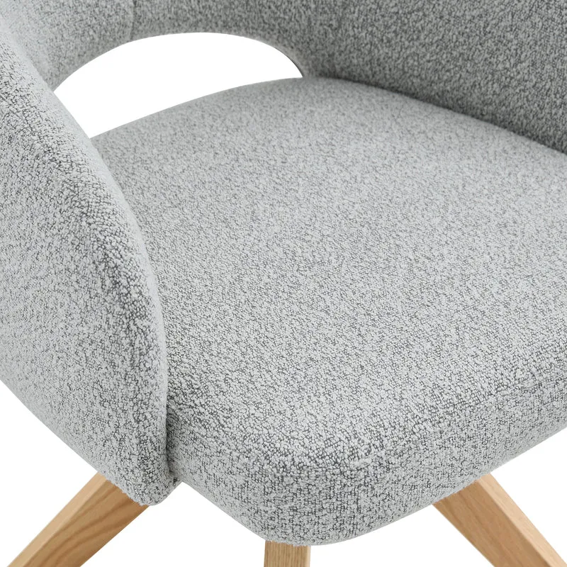 Lot de 2 chaises pivotantes gris clair en tissu, pieds bois SCANDINAVIANRESINSTY