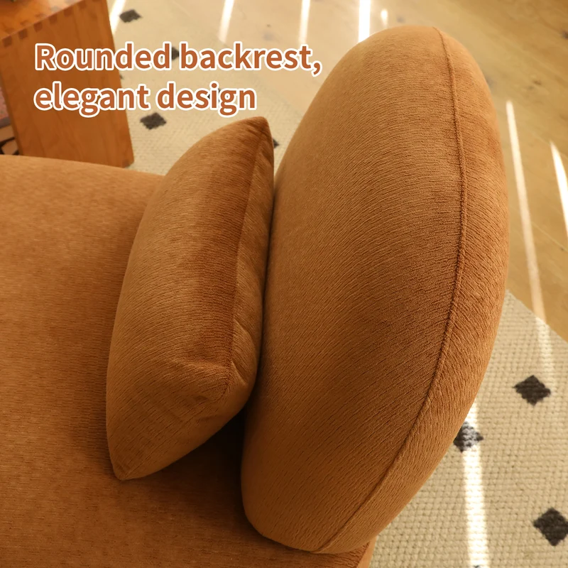 Fauteuil en velours caramel 86,9 cm, moderne, pieds en bois massif RUSTICMAX