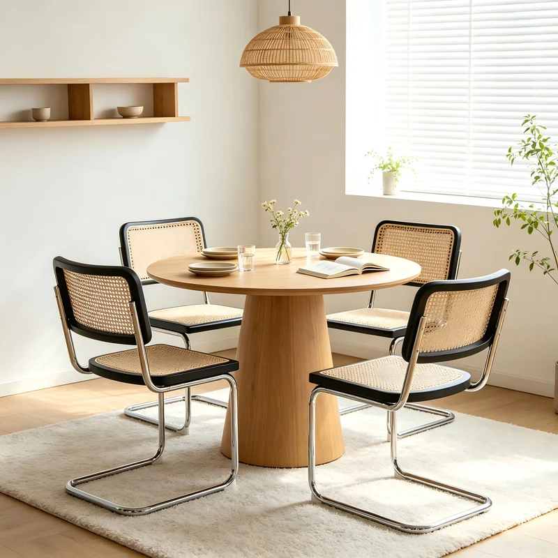 Lot de 4 chaises en rotin noir, style Breuer RUSTICSTONEELITE