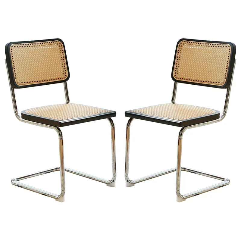 Lot de 4 chaises en rotin noir, style Breuer RUSTICSTONEELITE