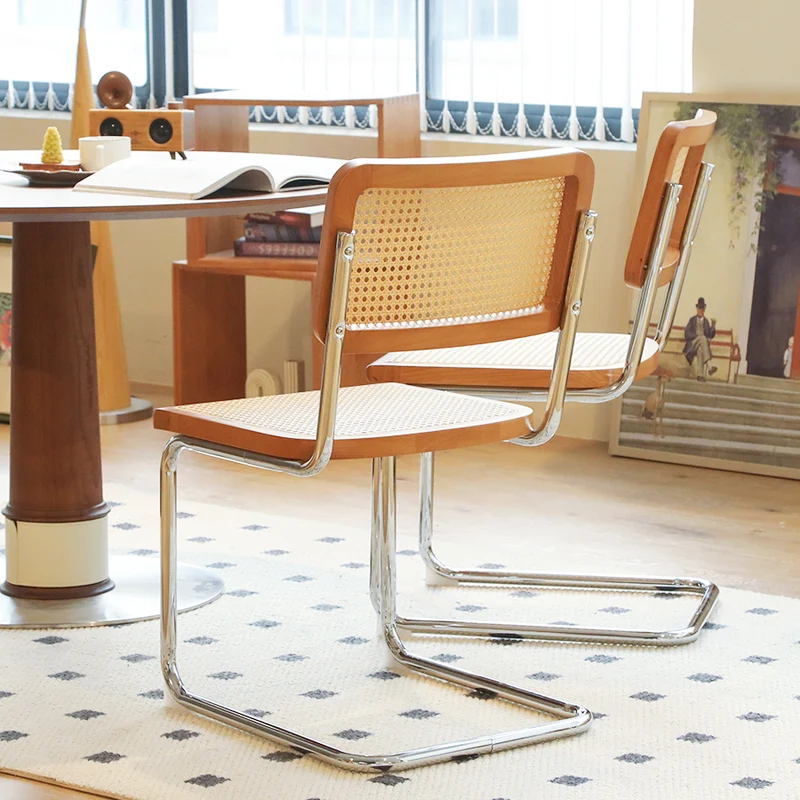 Lot de 4 chaises en rotin marron, style Breuer RUSTICSTONELINE