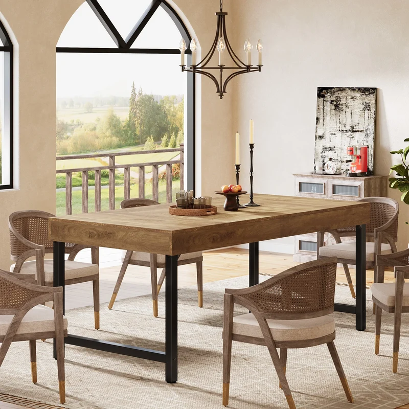 Table de salle à manger Wilfried — métal, style industriel, rectangulaire
