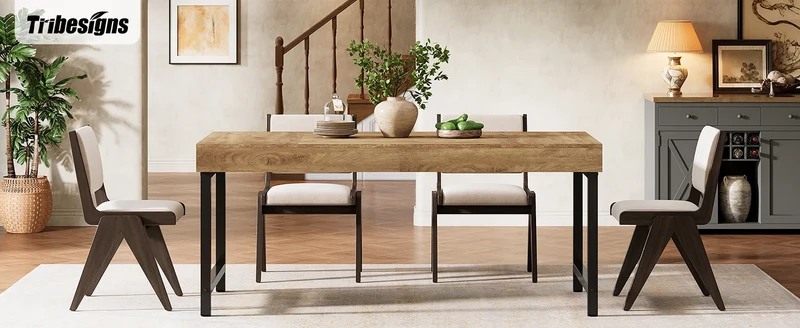 Table de salle à manger Wilfried — métal, style industriel, rectangulaire