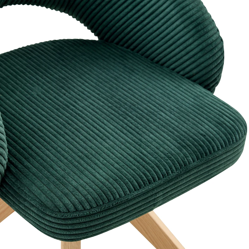 Lot de 2 chaises pivotantes en velours côtelé vert foncé rétro SCANDINAVIANSIDEBOAR