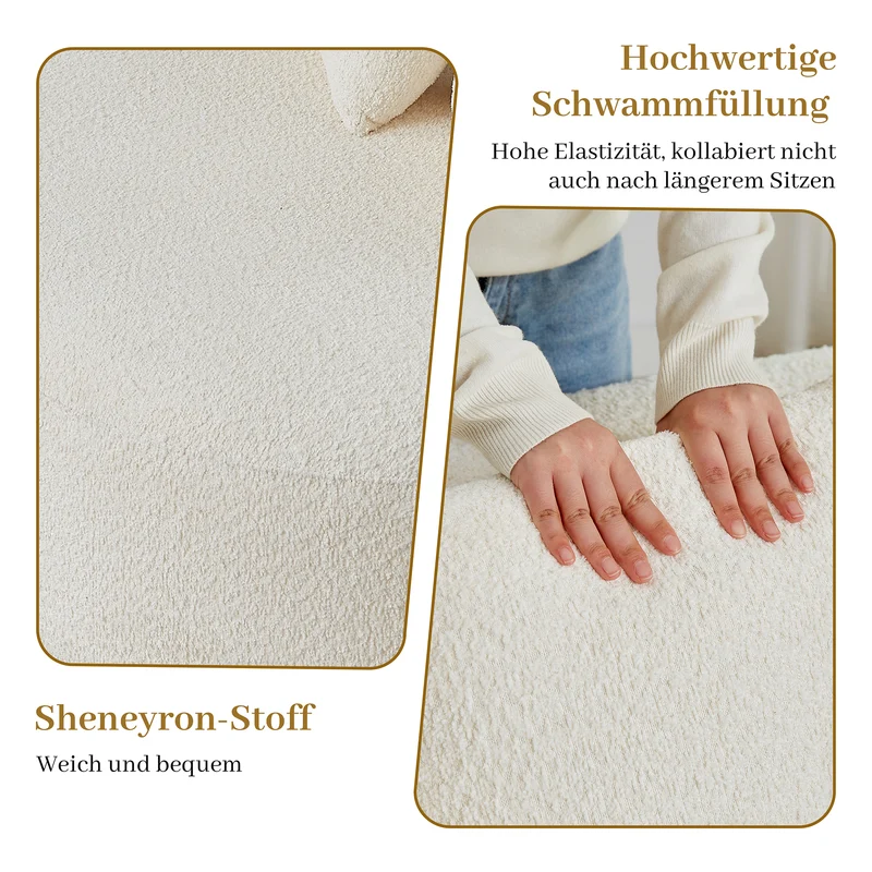 Canapé modulable 2 places en chenille beige, design cashew RUSTICWALNUTMAX