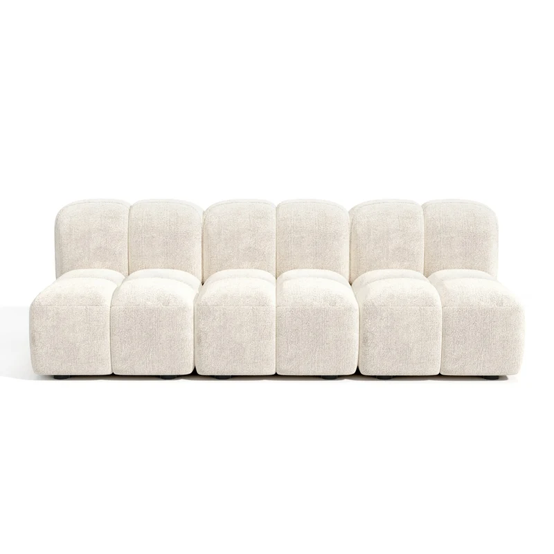 Canapé modulable 4-5 places NUBI velours texturé crème