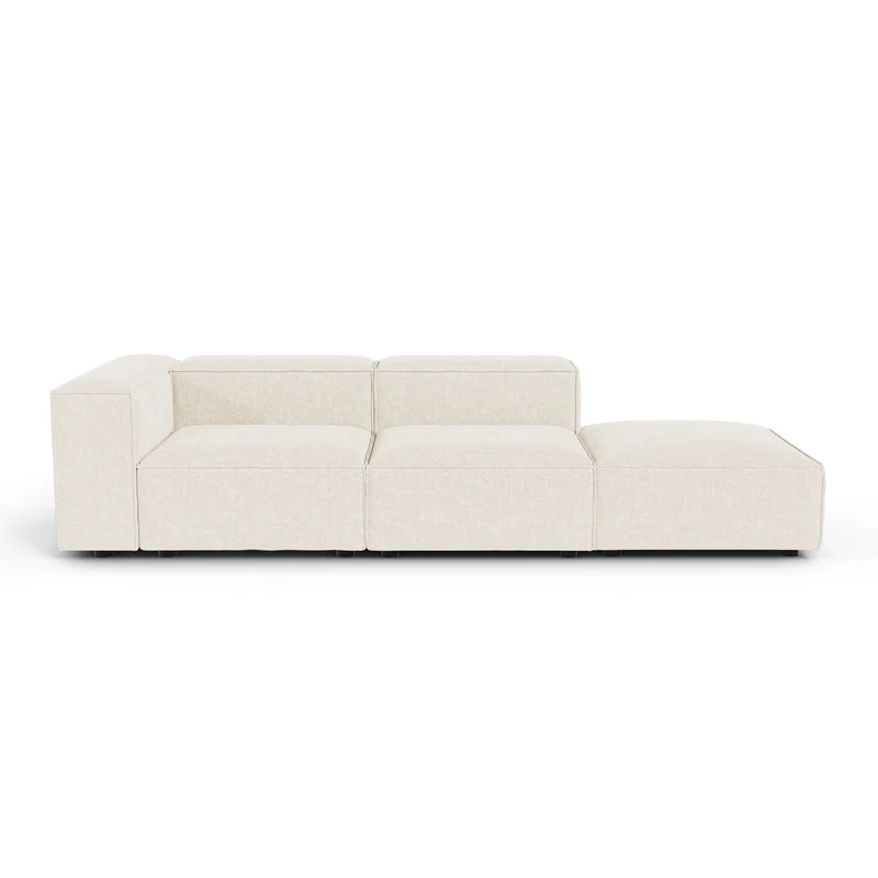 Canapé modulable 4-5 places gauche CUBI velours chenillé crème