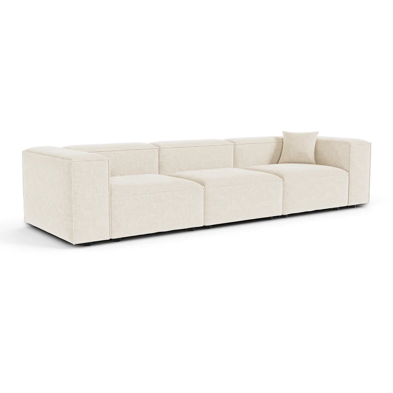 Canapé modulable 4-5 places CUBI velours chenillé crème