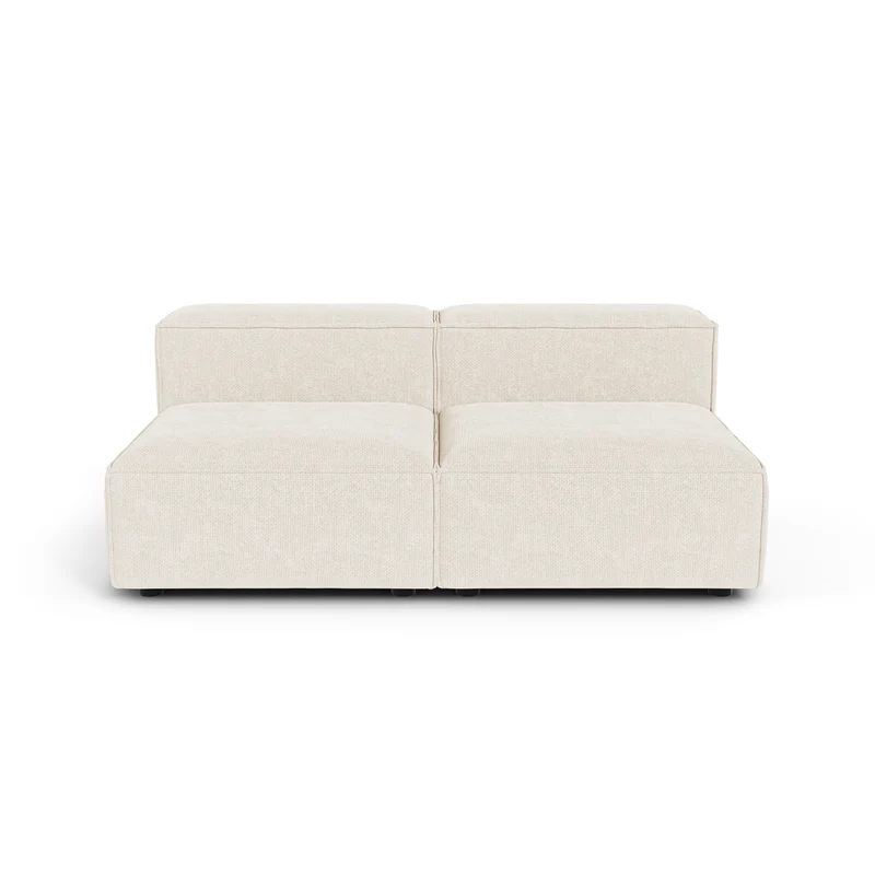 Canapé modulable 3 places CUBI velours chenillé crème