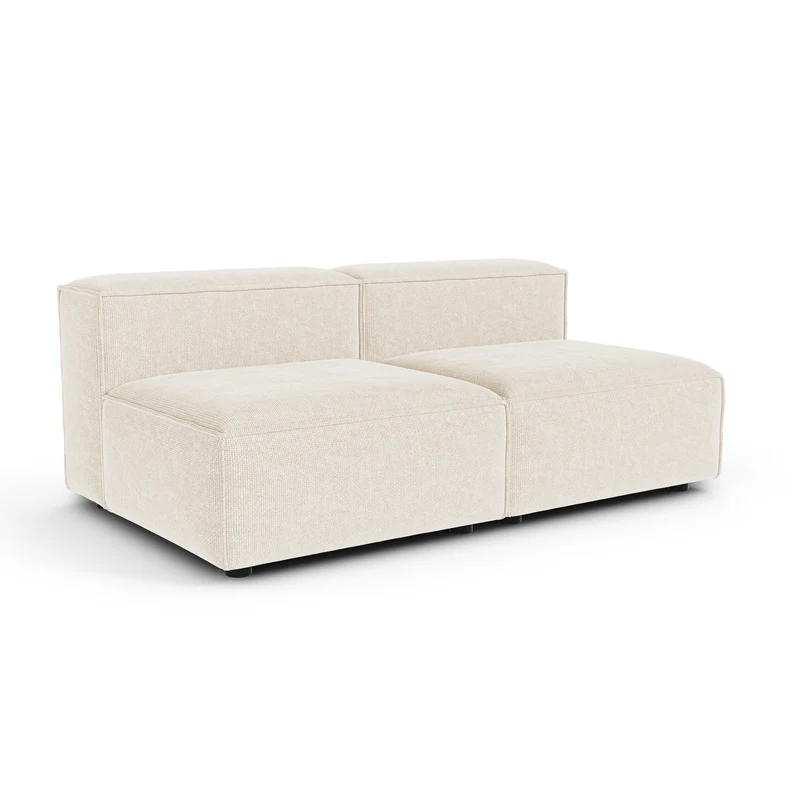 Canapé modulable 3 places CUBI velours chenillé crème