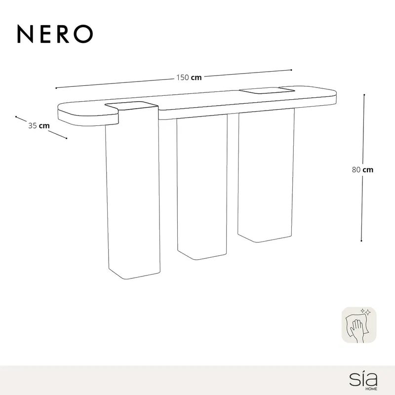 Console NERO marbre noir naturel et chêne noir 150cm