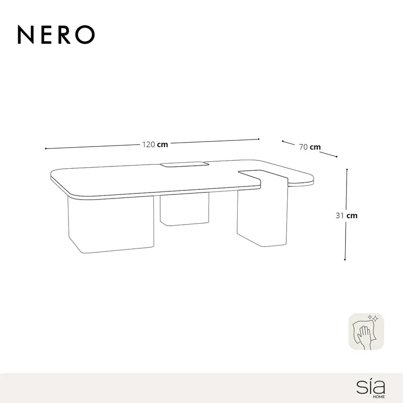 Table basse NERO marbre naturel et bois noyer foncé