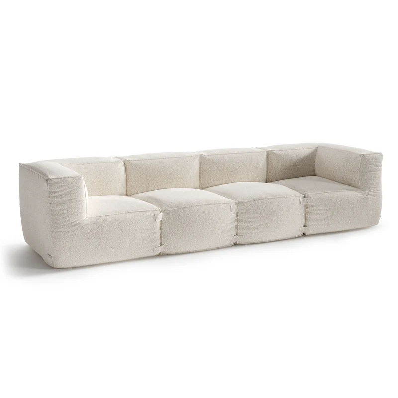 Canapé d'extérieur modulable 4 pièces BAIA tissu bouclette beige chiné