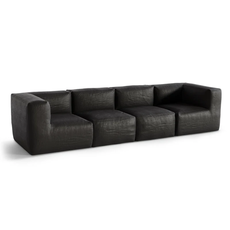 Canapé d'extérieur modulable 4 pièces BAIA tissu bouclette beige chiné