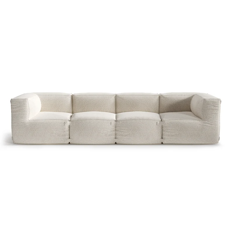Canapé d'extérieur modulable 4 pièces BAIA tissu bouclette beige chiné