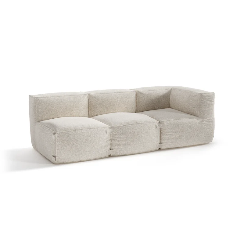 Ensemble d'extérieur 3 pièces BAIA tissu bouclette beige chiné