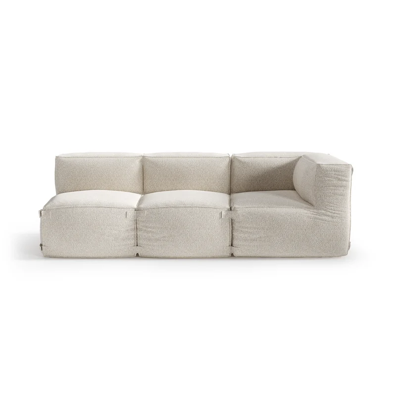 Ensemble d'extérieur 3 pièces BAIA tissu bouclette beige chiné