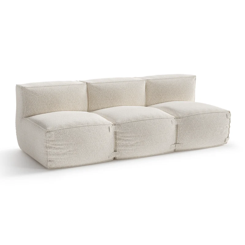 Canapé d'extérieur modulable 3 pièces BAIA tissu bouclette beige chiné