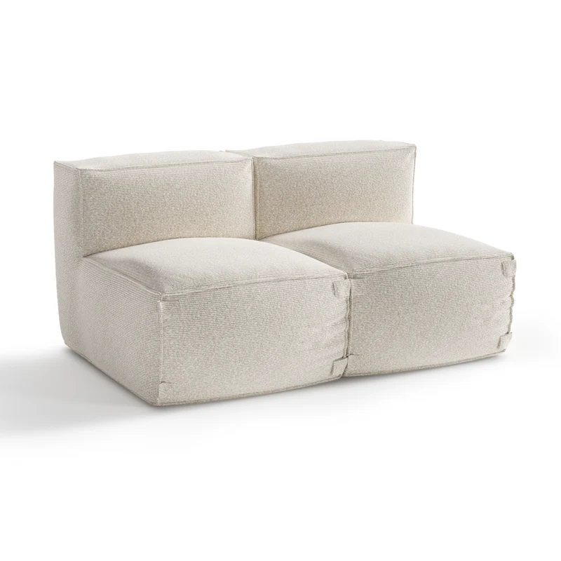 Canapé d'extérieur modulable 2 pièces BAIA tissu bouclette beige chiné
